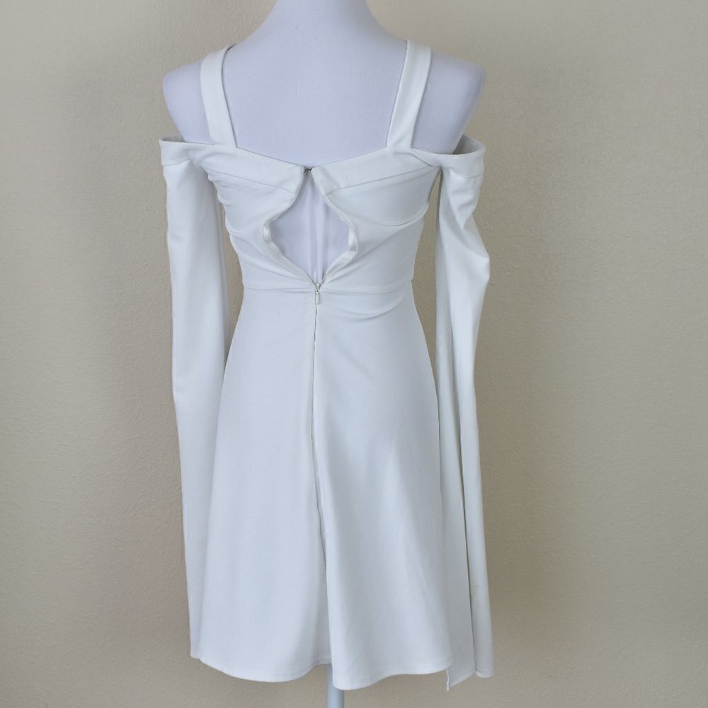 ASOS Cold Shoulder Crepe Extreme Split Sleeve Mini Dress - Picture 3 of 8